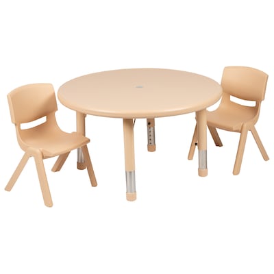 Flash Furniture Emmy 33 Round Activity Table Set, Height Adjustable, Natural (YCX73RNDTBLNAR)