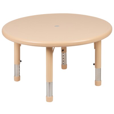Flash Furniture Emmy 33" Round Activity Table Set, Height Adjustable, Natural (YCX73RNDTBLNAR)