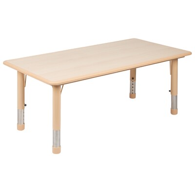 Flash Furniture Emmy Rectangular Activity Table Set, 23.625" x 47.25", Height Adjustable, Natural (YU06034RECTBLNA)