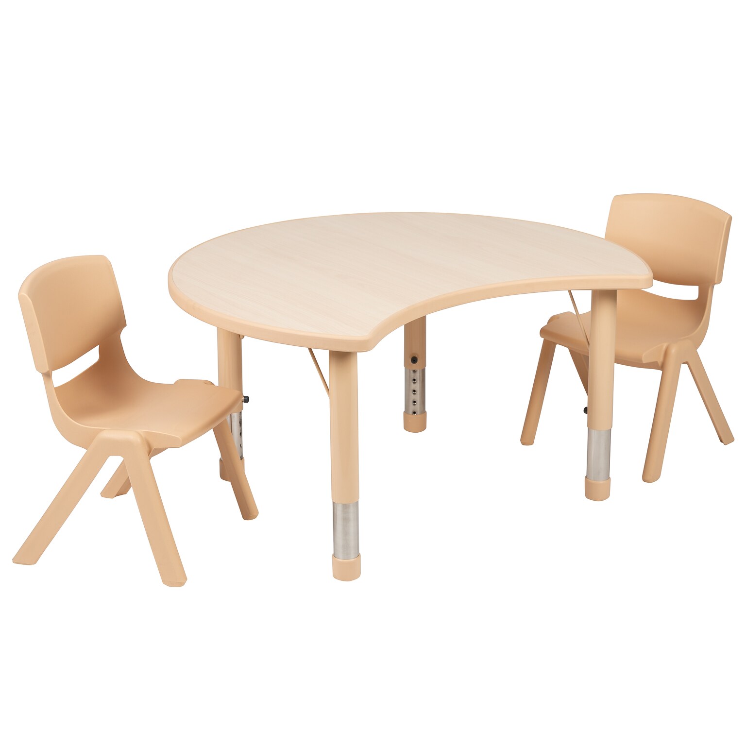 Flash Furniture Emmy Crescent Activity Table Set, Height Adjustable, 25.125 x 35.5, Natural (YU09332CIRTBLNT)
