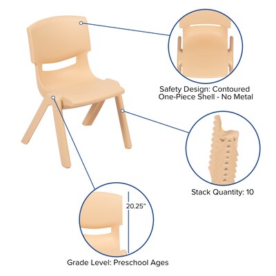 Flash Furniture Emmy Crescent Activity Table Set, Height Adjustable, 25.125" x 35.5", Natural (YU09332CIRTBLNT)