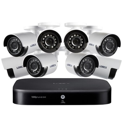 Lorex 1080p HD Outdoor Security System with 8 1TB DVR & Weatherproof Bullet Security Cameras, 8-Channel, White (D24281B-2NA8-E)