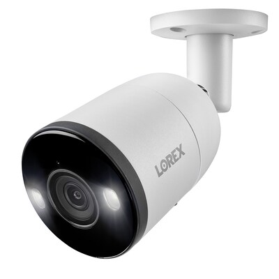 Lorex 4K Ultra HD Indoor/Outdoor Add-on IP Bullet Security Camera with Smart Deterrence, White (E893AB-E)