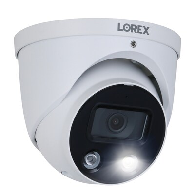 Lorex 4K Ultra HD Indoor/Outdoor Add-on IP Dome Security Camera with Smart Deterrence Plus, White (E893DD-E)