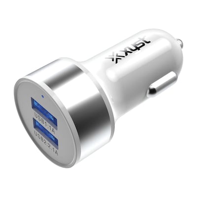 XYST 2.4-Amp Dual USB Car Charger, White (XYS-CC524D)