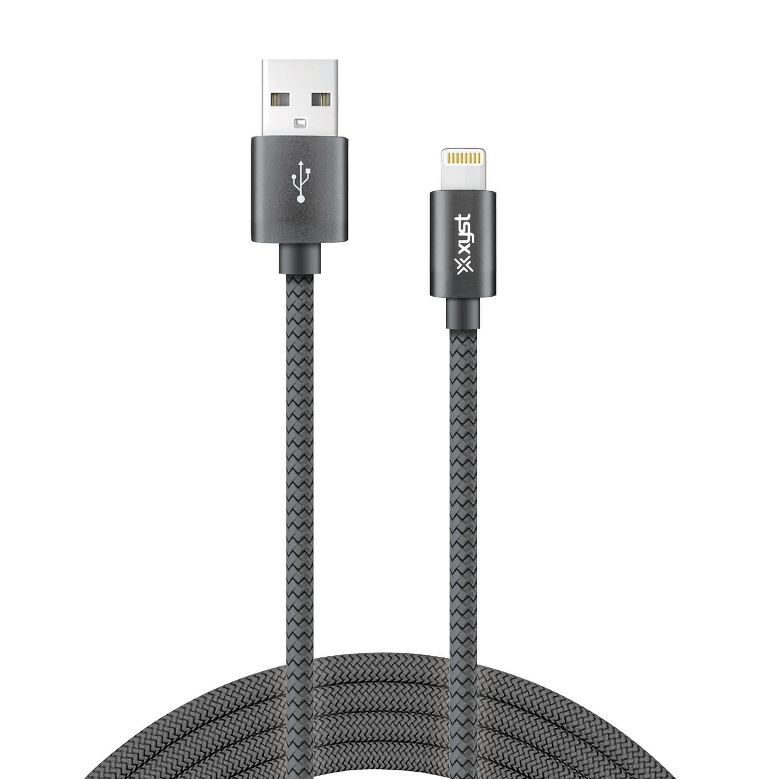 XYST Charge and Sync 10 USB to Lightning Braided Cable, Black (XYS-L10204B)