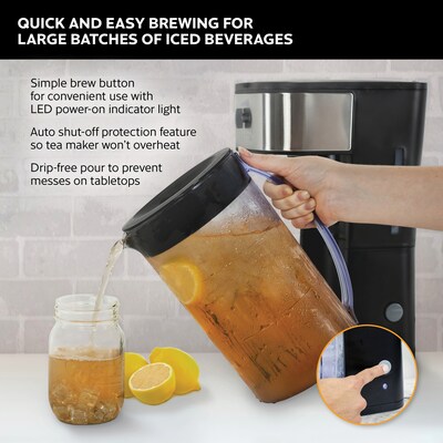 VETTA 10-Cup Iced Tea Maker with Adjustable Strength Selector for Tea and Iced Coffee, Black (VTM-10