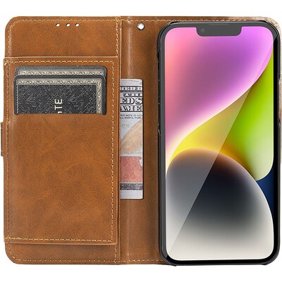 SaharaCase Folio Wallet Case for Apple iPhone 14 Plus, Brown (CP00337)
