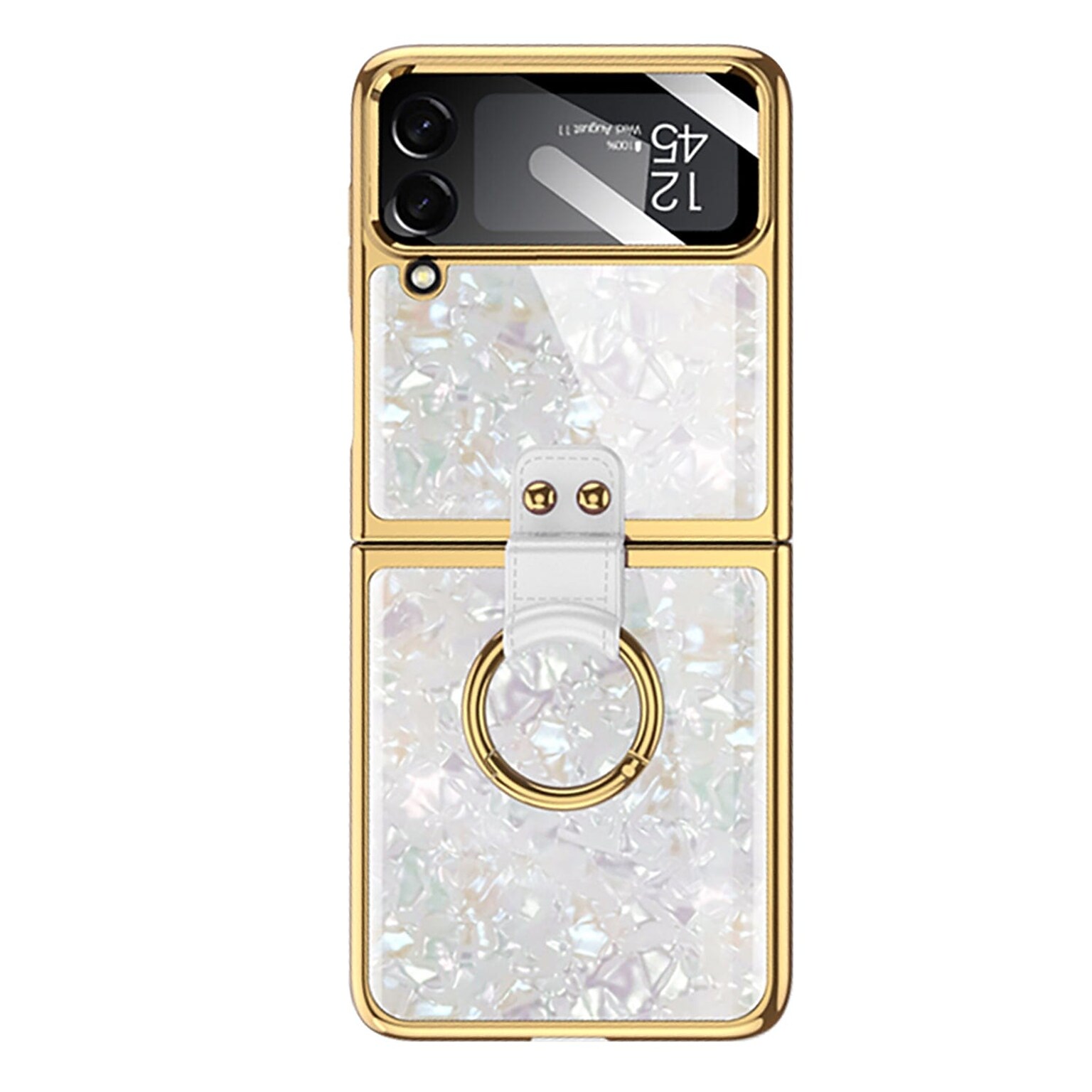 SaharaCase Marble with Ring Case for Samsung Galaxy Z Flip4, White (CP00296)