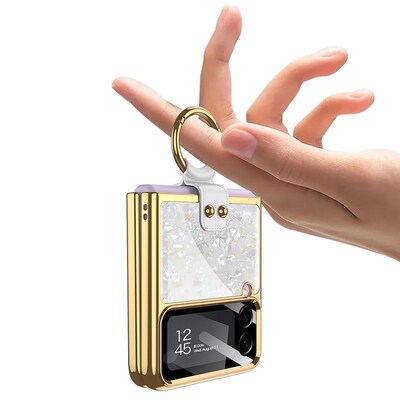 SaharaCase Marble with Ring Case for Samsung Galaxy Z Flip4, White (CP00296)