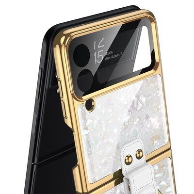 SaharaCase Marble with Ring Case for Samsung Galaxy Z Flip4, White (CP00296)