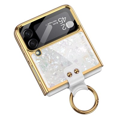 SaharaCase Marble with Ring Case for Samsung Galaxy Z Flip4, White (CP00296)