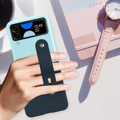 SaharaCase FingerGrip Series Case with Strap for Samsung Galaxy Z Flip4, Blue/Ice Blue (CP00299)