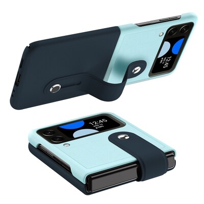 SaharaCase FingerGrip Series Case with Strap for Samsung Galaxy Z Flip4, Blue/Ice Blue (CP00299)