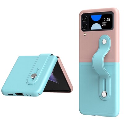 SaharaCase FingerGrip Series Case with Strap for Samsung Galaxy Z Flip4, Pink/Ice Blue (CP00298)