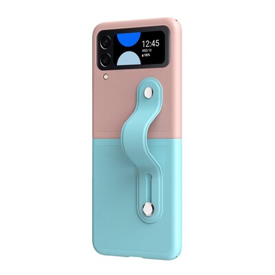 SaharaCase FingerGrip Series Case with Strap for Samsung Galaxy Z Flip4, Pink/Ice Blue (CP00298)