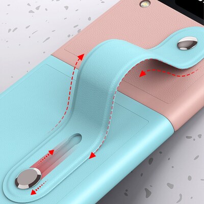 SaharaCase FingerGrip Series Case with Strap for Samsung Galaxy Z Flip4, Pink/Ice Blue (CP00298)