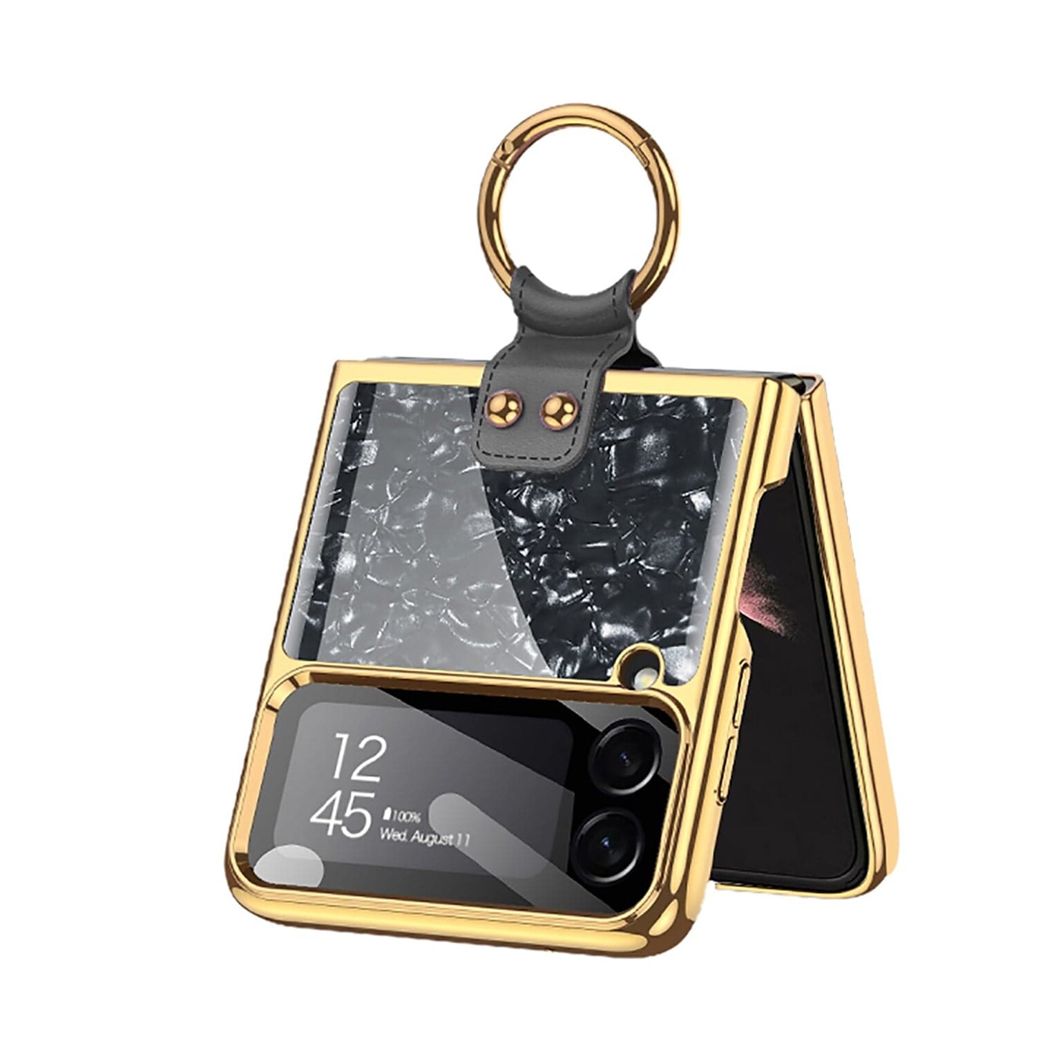 SaharaCase Marble with Ring Case for Samsung Galaxy Z Flip4, Black (CP00295)