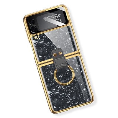 SaharaCase Marble with Ring Case for Samsung Galaxy Z Flip4, Black (CP00295)