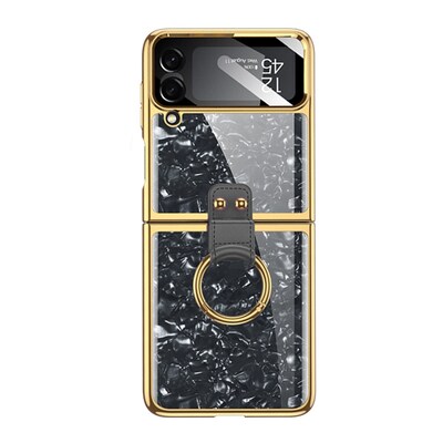 SaharaCase Marble with Ring Case for Samsung Galaxy Z Flip4, Black (CP00295)