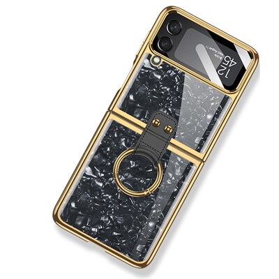 SaharaCase Marble with Ring Case for Samsung Galaxy Z Flip4, Black (CP00295)
