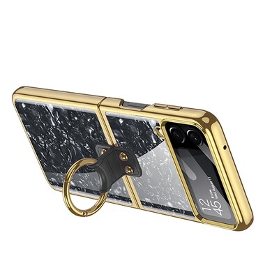 SaharaCase Marble with Ring Case for Samsung Galaxy Z Flip4, Black (CP00295)