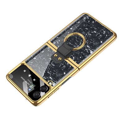 SaharaCase Marble with Ring Case for Samsung Galaxy Z Flip4, Black (CP00295)