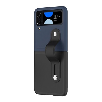 SaharaCase FingerGrip Series Case with Strap for Samsung Galaxy Z Flip4, Black/Blue (CP00297)