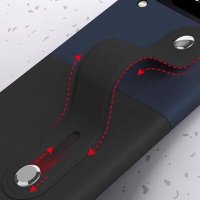 SaharaCase FingerGrip Series Case with Strap for Samsung Galaxy Z Flip4, Black/Blue (CP00297)