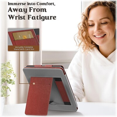 SaharaCase Hand Strap Series Folio Case for Amazon Kindle Paperwhite (11th Generation, 2021-2023 Release), Brown (TB00188)