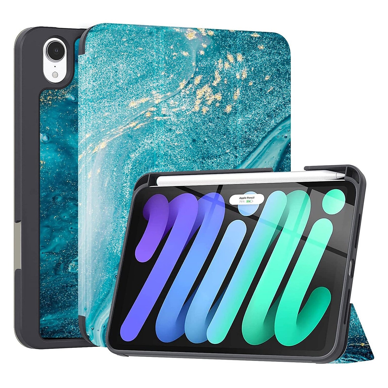SaharaCase Folio Case for Apple iPad mini A17 Pro & 6th Generation 2021, Green Marble (TB00052)