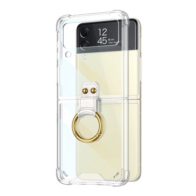 SaharaCase Hybrid-Flex Hard Shell with Ring Case for Samsung Galaxy Z Flip4, Clear (CP00294)