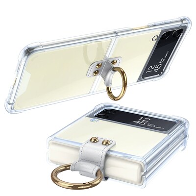 SaharaCase Hybrid-Flex Hard Shell with Ring Case for Samsung Galaxy Z Flip4, Clear (CP00294)