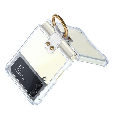 SaharaCase Hybrid-Flex Hard Shell with Ring Case for Samsung Galaxy Z Flip4, Clear (CP00294)