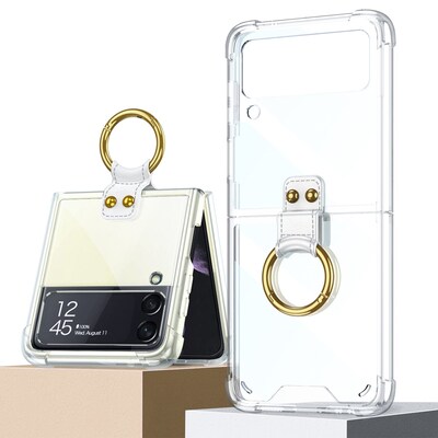 SaharaCase Hybrid-Flex Hard Shell with Ring Case for Samsung Galaxy Z Flip4, Clear (CP00294)