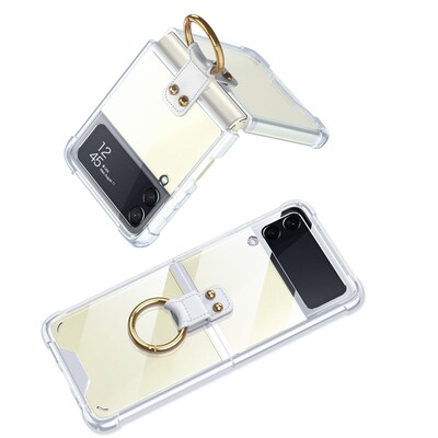 SaharaCase Hybrid-Flex Hard Shell with Ring Case for Samsung Galaxy Z Flip4, Clear (CP00294)