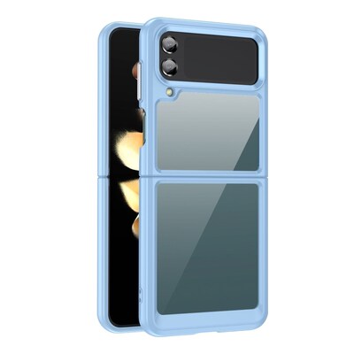 SaharaCase Hybrid-Flex Hard Shell Case for Samsung Galaxy Z Flip4, Clear/Sky Blue (CP00293)