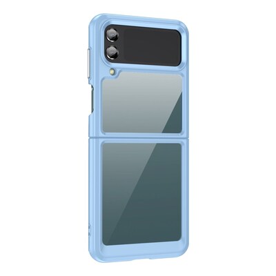 SaharaCase Hybrid-Flex Hard Shell Case for Samsung Galaxy Z Flip4, Clear/Sky Blue (CP00293)
