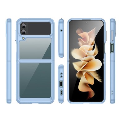 SaharaCase Hybrid-Flex Hard Shell Case for Samsung Galaxy Z Flip4, Clear/Sky Blue (CP00293)