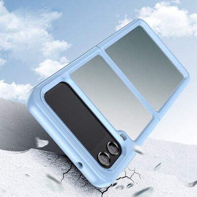 SaharaCase Hybrid-Flex Hard Shell Case for Samsung Galaxy Z Flip4, Clear/Sky Blue (CP00293)