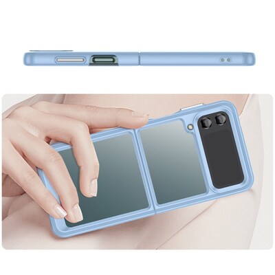 SaharaCase Hybrid-Flex Hard Shell Case for Samsung Galaxy Z Flip4, Clear/Sky Blue (CP00293)