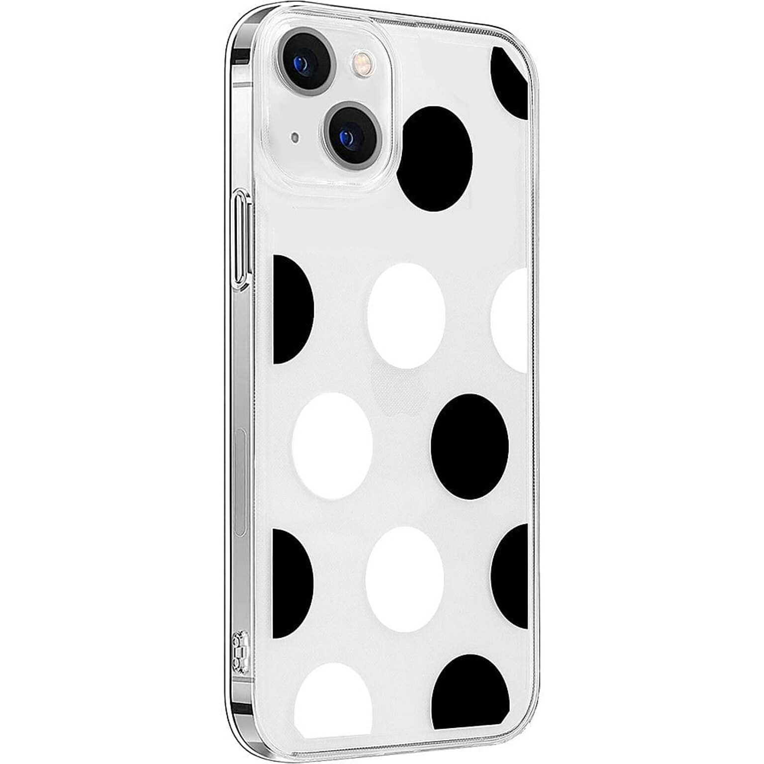 SaharaCase PolkaDot Hybrid-Flex Hard Shell Case for Apple iPhone 14 Plus, Clear/Black/White (CP00340)