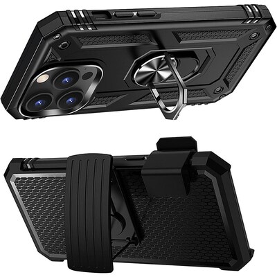 SaharaCase Military Kickstand Series Case for Apple iPhone 14 Pro, Black (CP00343)