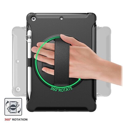 SaharaCase Protection Hand Strap Series Case for Apple iPad 10.2" (9th Generation 2021), Black (TB00078)