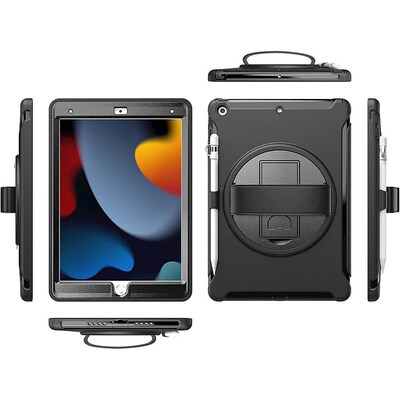 SaharaCase Protection Hand Strap Series Case for Apple iPad 10.2" (9th Generation 2021), Black (TB00078)