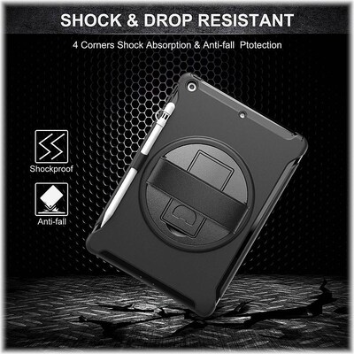 SaharaCase Protection Hand Strap Series Case for Apple iPad 10.2" (9th Generation 2021), Black (TB00078)