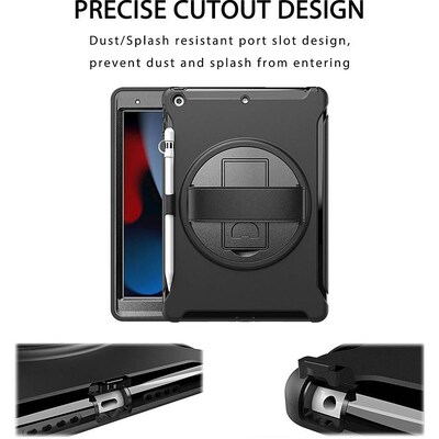 SaharaCase Protection Hand Strap Series Case for Apple iPad 10.2" (9th Generation 2021), Black (TB00078)