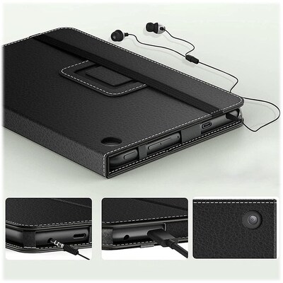 SaharaCase Hand Strap Series Folio Case for Amazon Fire 7 (2022), Black (TB00249)
