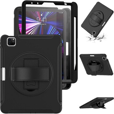 SaharaCase Hand Strap Case for iPad 11'' (A16) and iPad Air 10.9" (4th Gen 2020 and 5th Gen 2022), Black (TB00248)