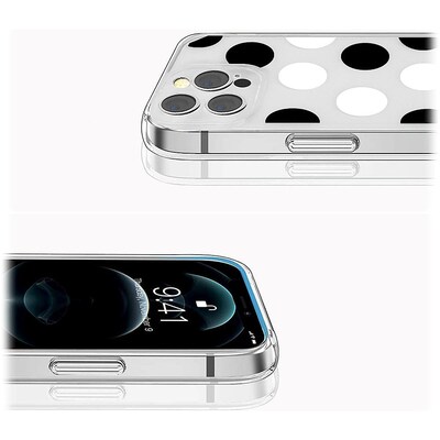 SaharaCase PolkaDot Hybrid-Flex Hard Shell Case for Apple iPhone 14 Pro Max, Clear/Black/White (CP00374)